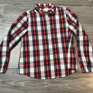 Crewcuts Red white checker Plaid Button-Down Shirt diamond 10 lightweight fannel